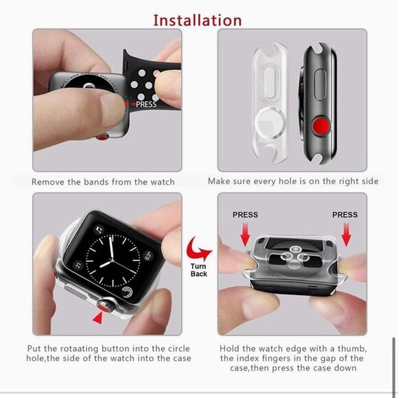 Apple Watch Case Transparent Clear Cover Apple Watch 5 6 7 Series 45mm 1 PC OrB5 - Picture 6 of 7